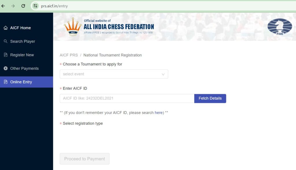 Aicf online entry form sample